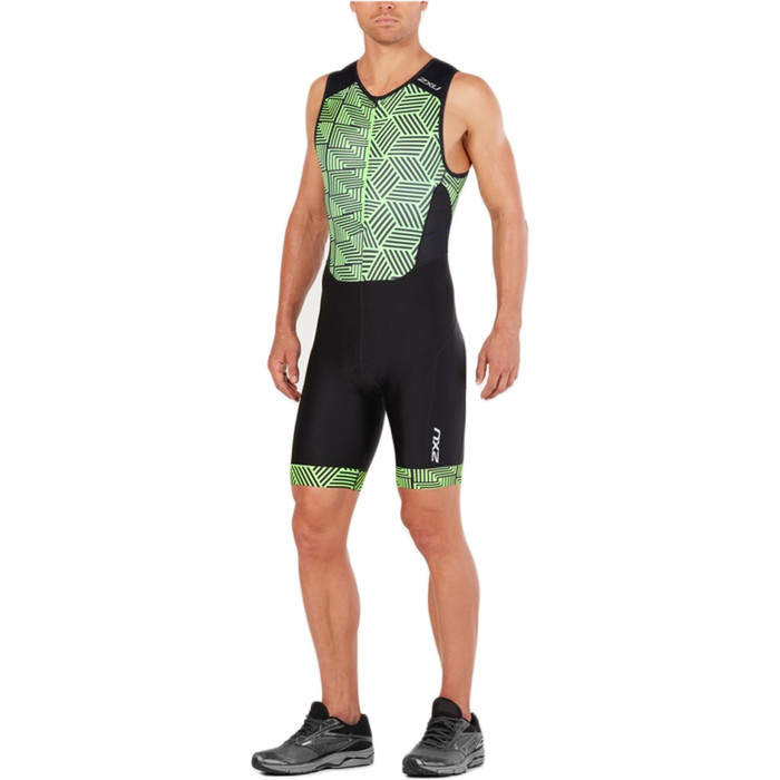 2XU Perform Front Zip Sleeveless Trisuit BLACK / NEON GREEN